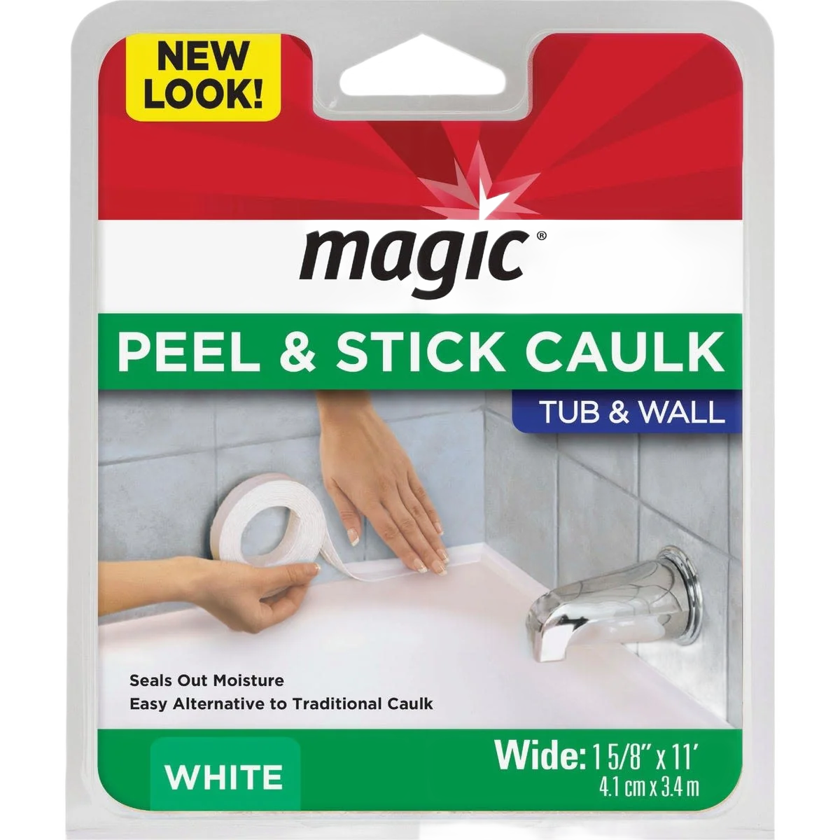 Functional White Shower Wall Caulk Strip 1-5 8 x 11 ft. Fast