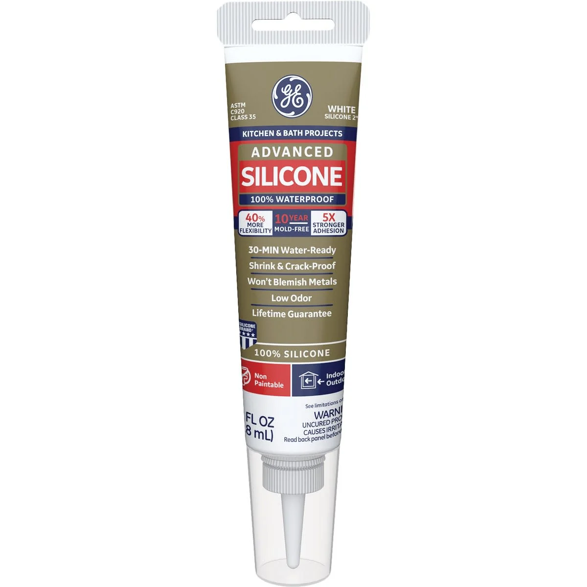 Selected GE Advanced White Kitchen Bath Silicone Sealant 2.8 oz. Casual