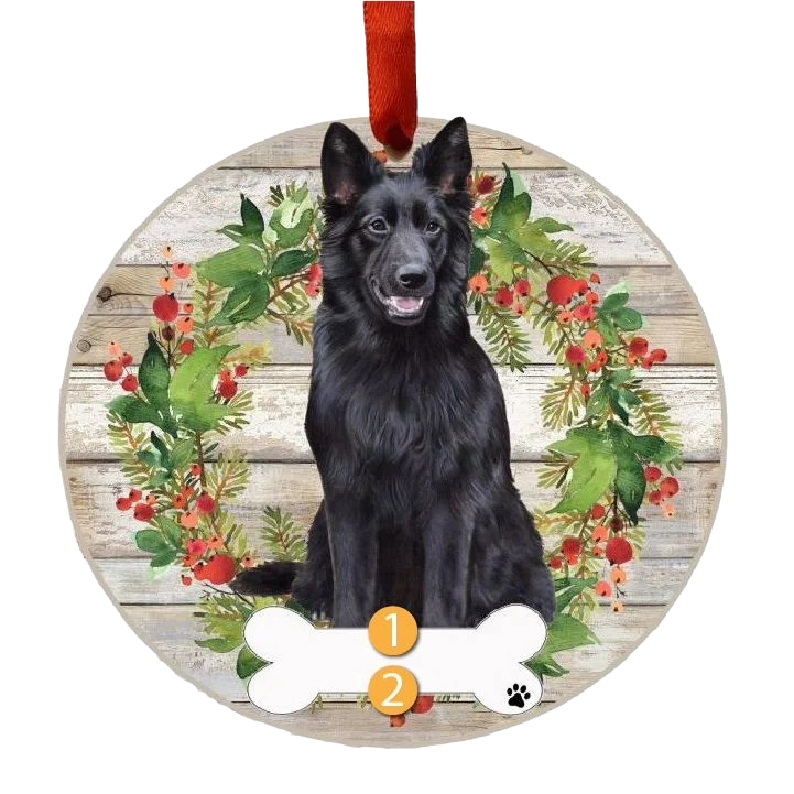 Authentic E S Pets Personalized Black German Shepherd Wreath Ornament Elite