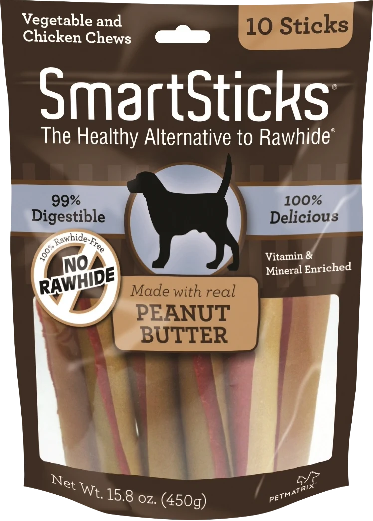 Soft SmartSticks Peanut Butter Chews for Dogs 10-Pack Smooth