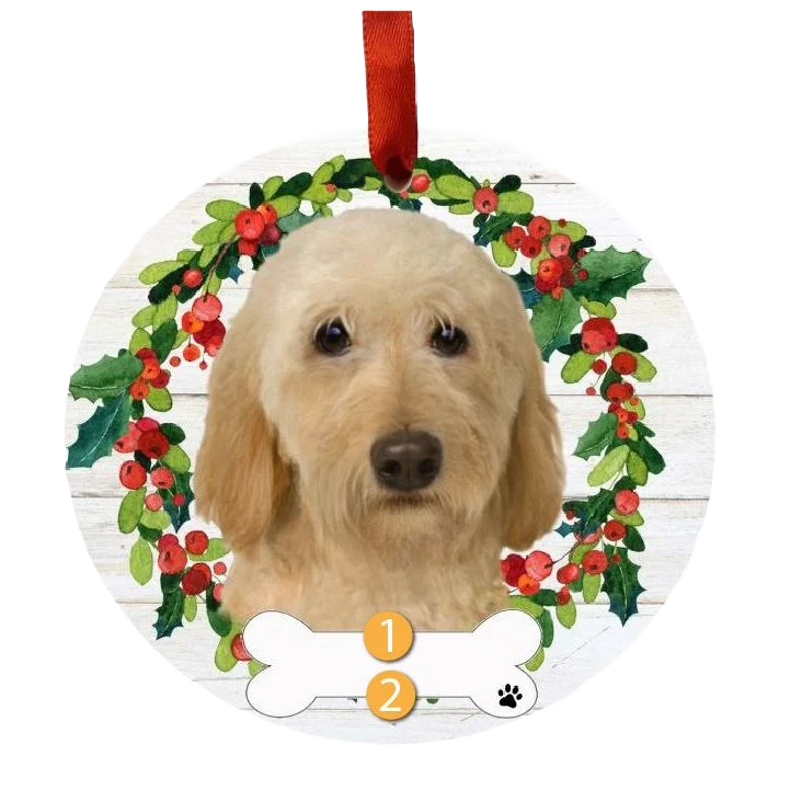 Innovative E S Pets Personalized Cream Labradoodle Wreath Ornament Consistent