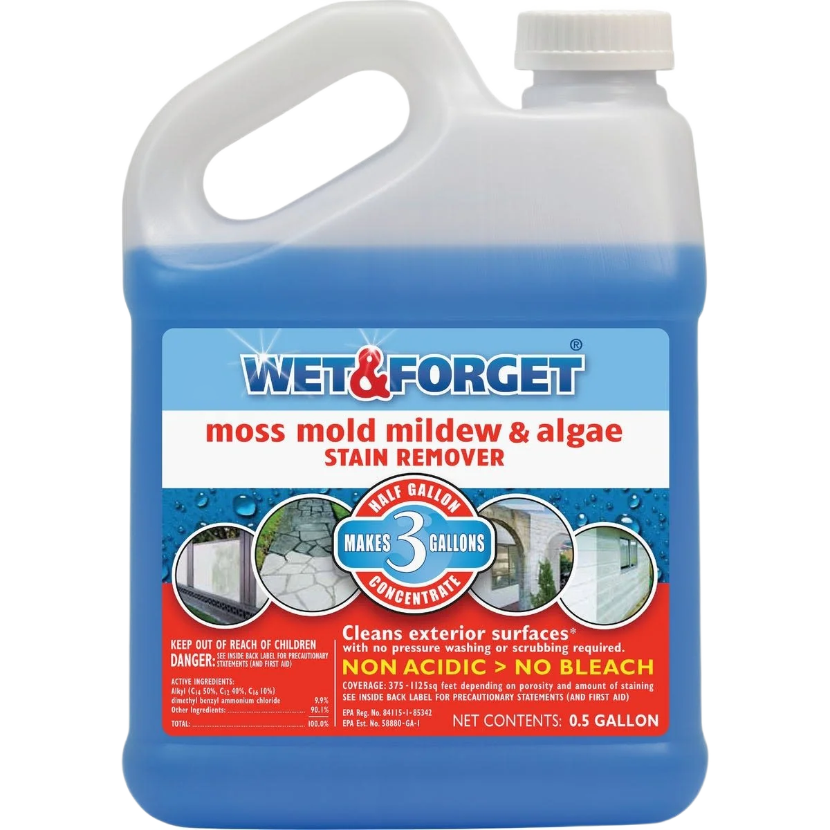 Powerful Wet Forget Moss Mildew Algae Mold Stain Remover 1 2 Gallon Smart