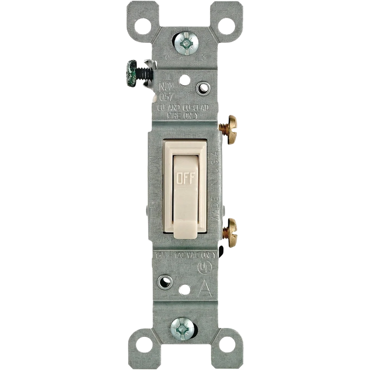 Excellent Leviton Light Almond 15 Amp Toggle Single Pole Grounded Switch 10-Pack Soft