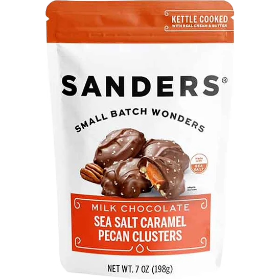 Comfortable Sanders Milk Chocolate Sea Salt Caramel Pecan Clusters 7 oz. Natural