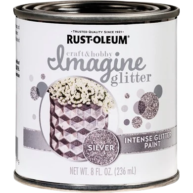 Solid Rust-Oleum Intense Silver Imagine Glitter Paint 8 oz. Safe