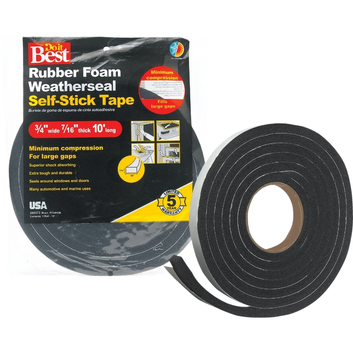 Exclusive Do it Black Foam Weatherstrip Tape 3 4 x 7 16 in. x 10 ft. Relaxed