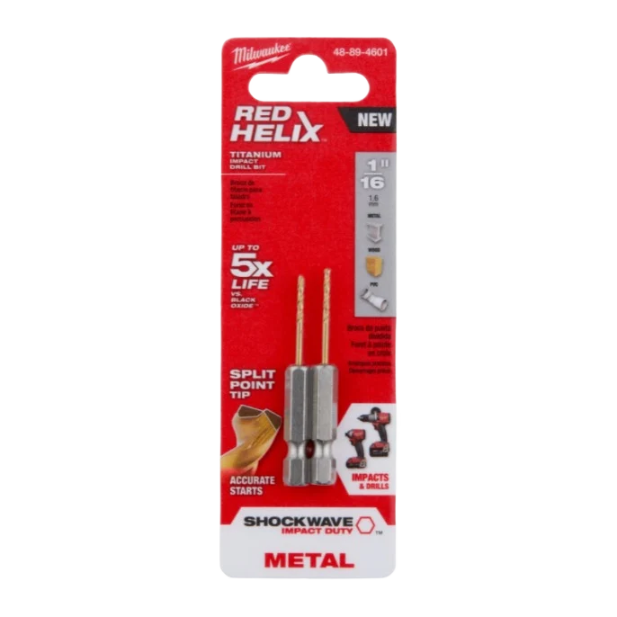 Secure Milwaukee SHOCKWAVE™ RED HELIX™ 1 16 Titanium Drill Bits 2-Pack Easy-to-Use