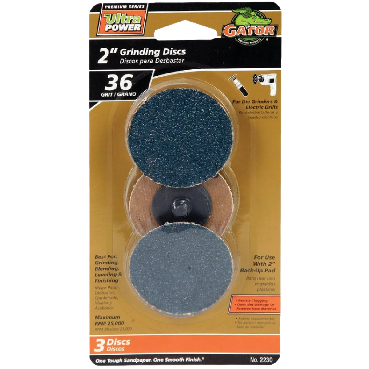 Exceptional Gator 2 In. Grinding Surface Sanding Disc 36 Grit Elite