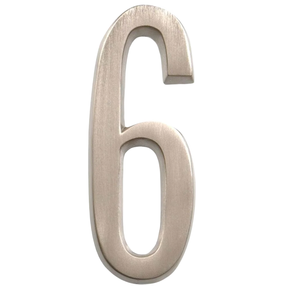 Sophisticated Hillman Distinctions 4-In. Adhesive Nickel House Number 6 Expertly Made