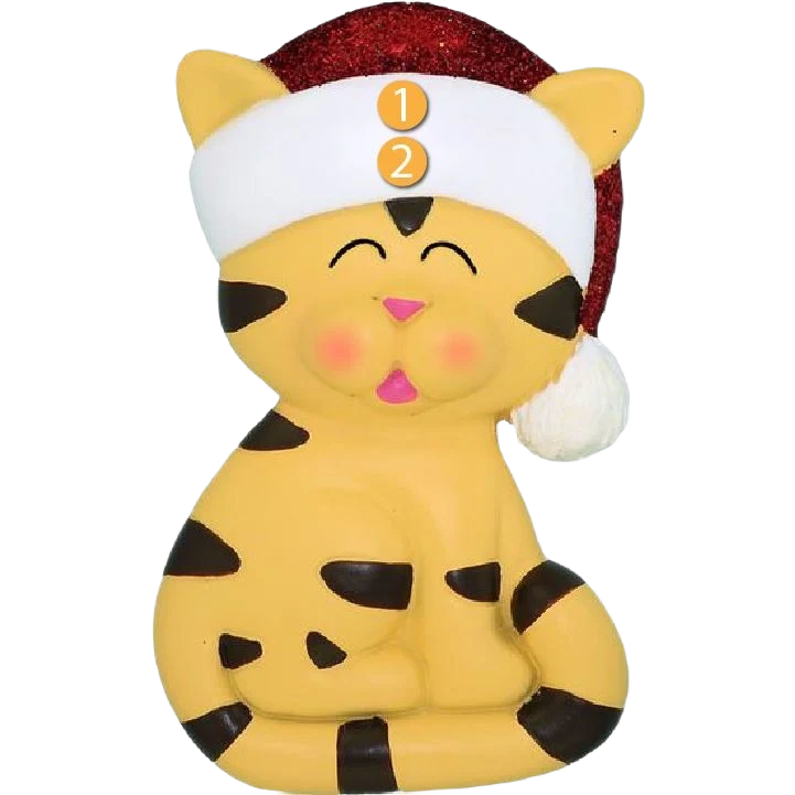 High-Grade Ornament Central Personalized Tiger Cat with Santa Hat Ornament Lightweight