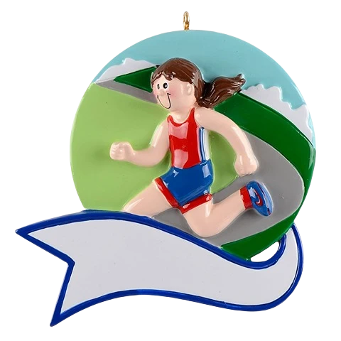 Green Rudolph Me Personalized Jogger Girl Ornament Solid