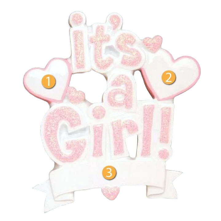 Reusable PolarX Personalized It’s a Girl Ornament High-Performance