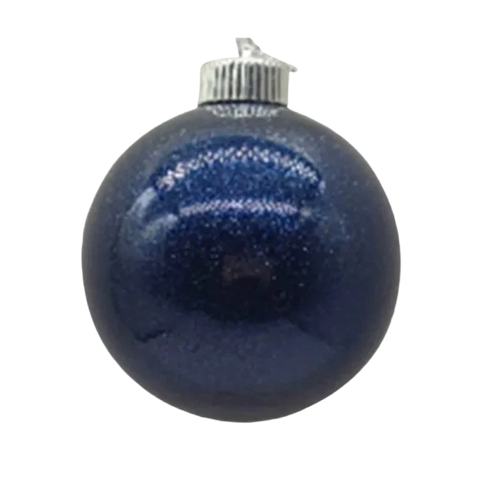 Official Treemont Floral Plastic Blue Glitter Ornaments Set of 4 Stylish