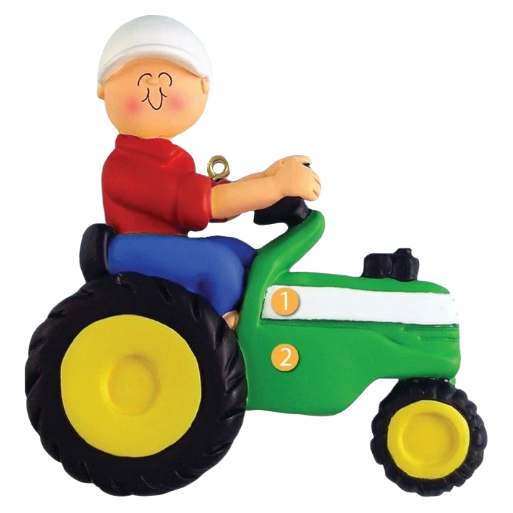 Safe Ornament Central Personalized Male on Green Tractor Ornament Top-Quality