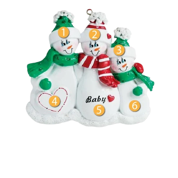 Smart Rudolph Me Personalized Expecting Snow Family of 3 Ornament Verified