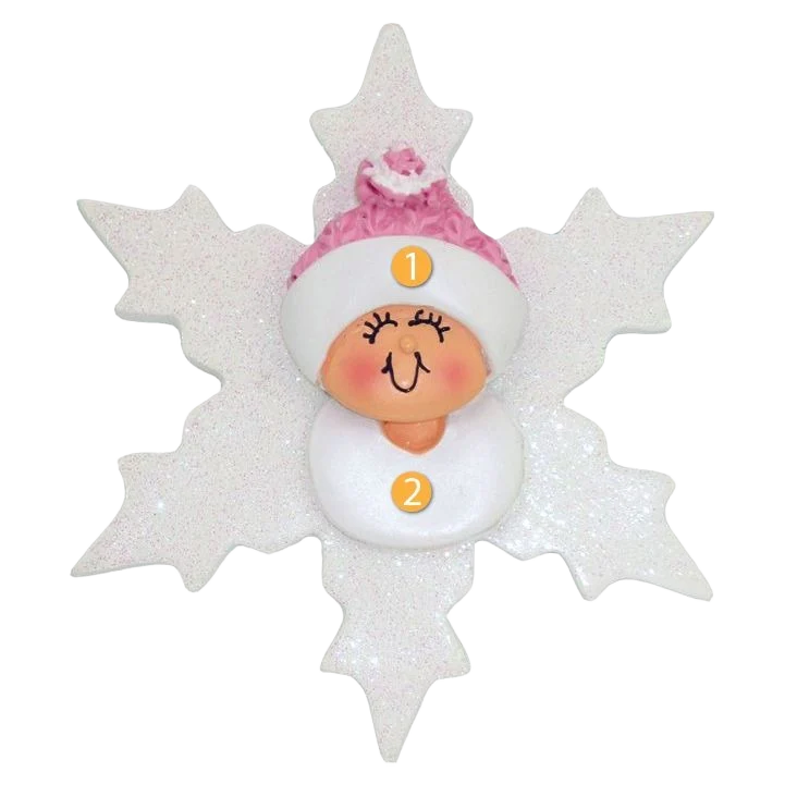 Authentic Ornament Central Personalized Baby Pink Snowflake Ornament Refined