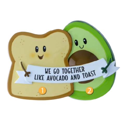 High-End PolarX Personalized Avocado Toast Couple Ornament Environmentally Friendly