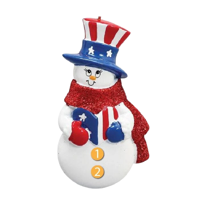 Modern Rudolph Me Personalized Patriotic Snowman Ornament Solid