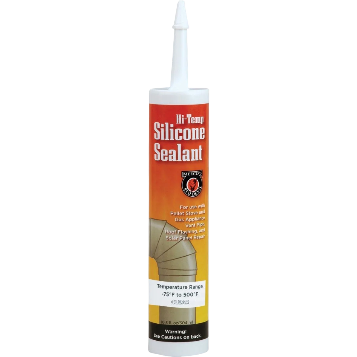 Green Meeco’s Red Devil Clear Silicone Hi-Temp Sealant 10.3 oz. Lightweight