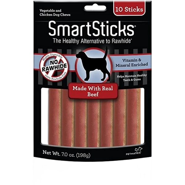 Clean SmartBones SmartSticks Beef Dog Chews 10-Pack Convenient