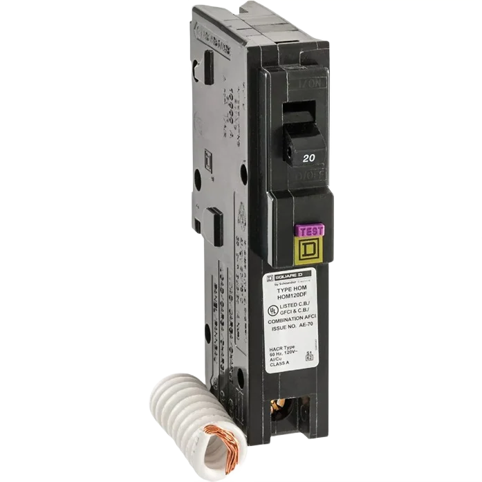 Environmentally Friendly Square D Homeline 20A Single-Pole CAFCI Dual Function Circuit Breaker Sustainable