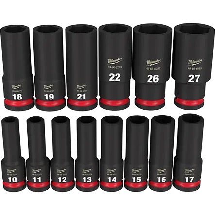 Green Milwaukee SHOCKWAVE™ Impact Duty™ 14-PC 1 2 Drive 6 Point Sockets High-Grade