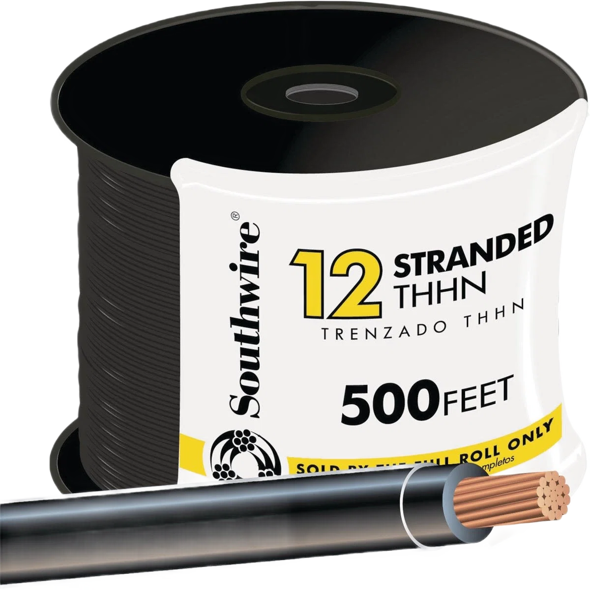 Optimized Southwire 500 ft. 12-AWG Black Stranded THHN Wire Superior