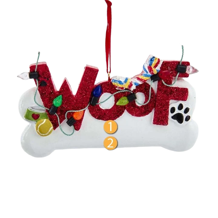 Convenient Kurt S. Adler Personalized WOOF Dog Ornament Carefully Designed
