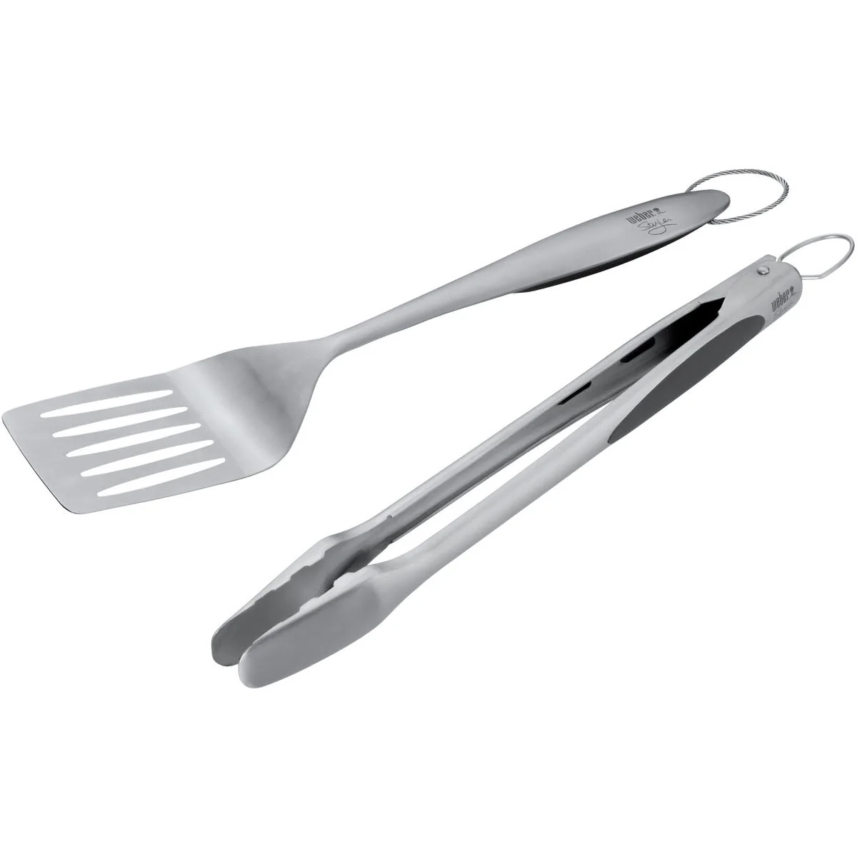 Healthy Weber Soft Rubber Grip Stainless Steel 2 Piece BBQ Tool Set Powerful