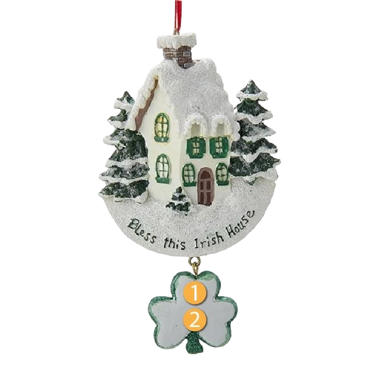 Contemporary Kurt S. Adler Personalized Bless This Irish House Ornament Enhanced