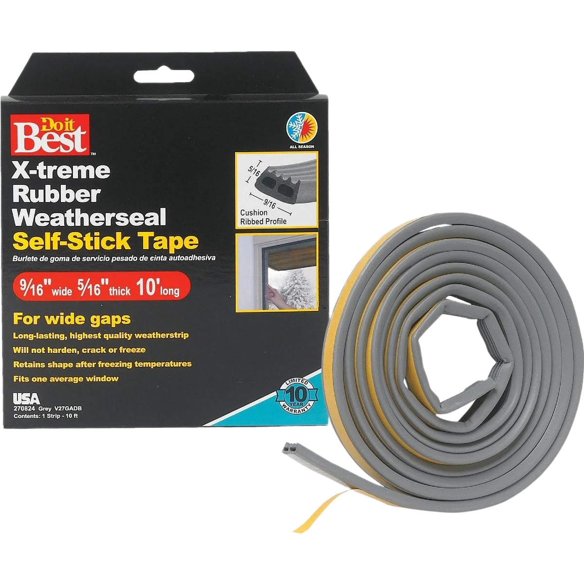 Elite Do it Gray Wide Weatherstrip Tape 9 16 in. x 10 ft. Secure