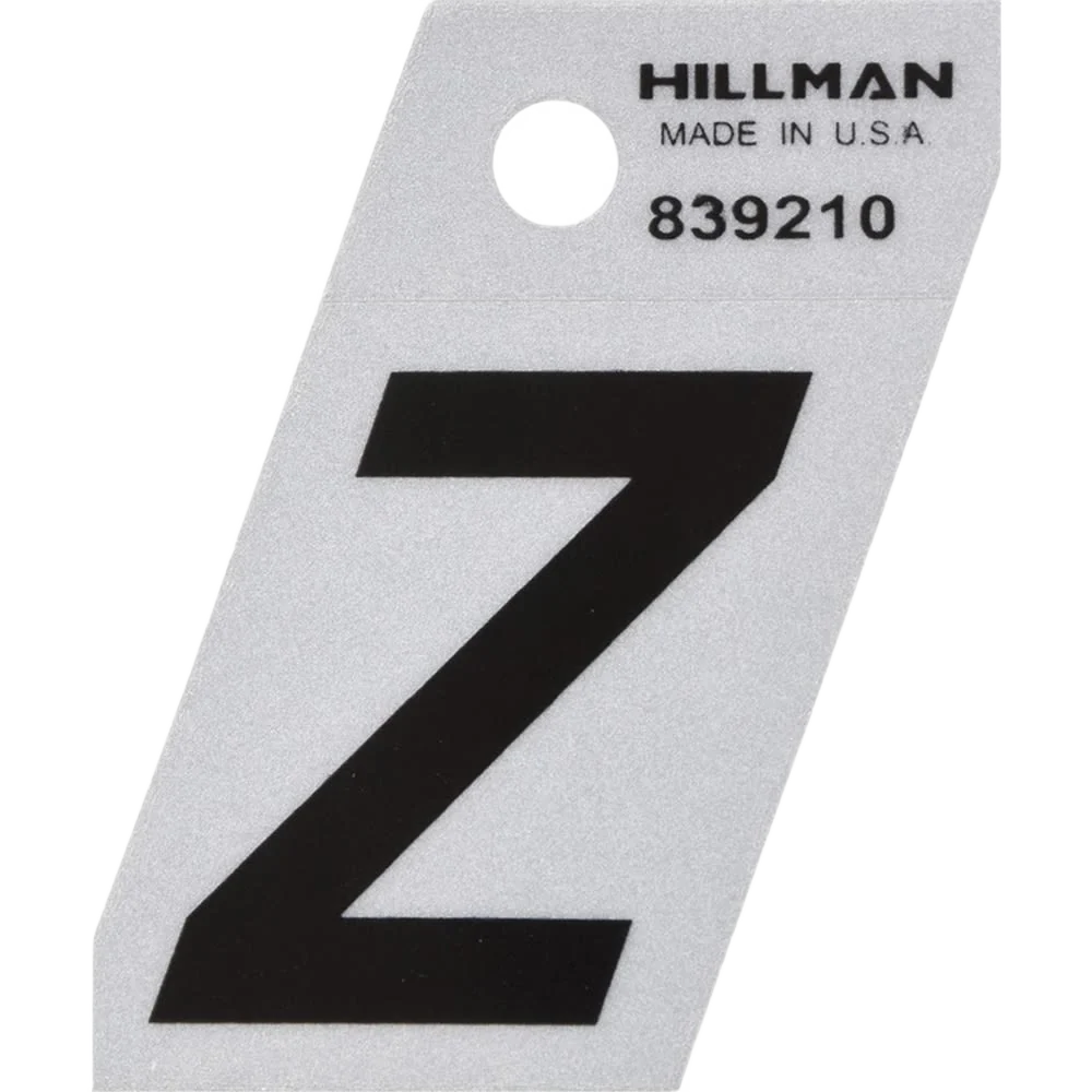 Classic Hillman 1-1 2 in. Black Silver Reflective Mylar Angle Cut Sticker Letter Z Relaxed