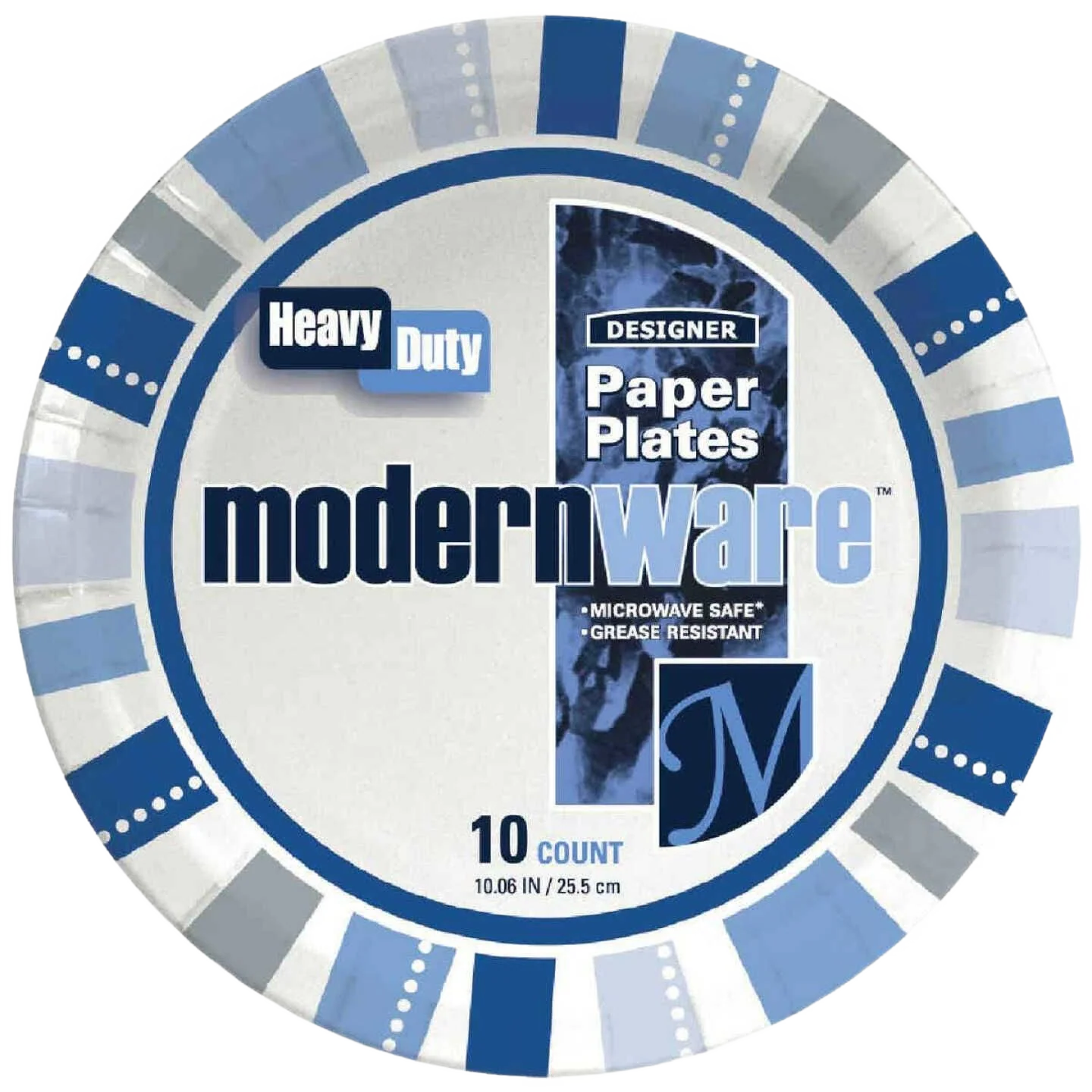 Environmentally Friendly Heavy Duty ModernWare Blue White 10 in. Paper Plates 10 Count User-Friendly