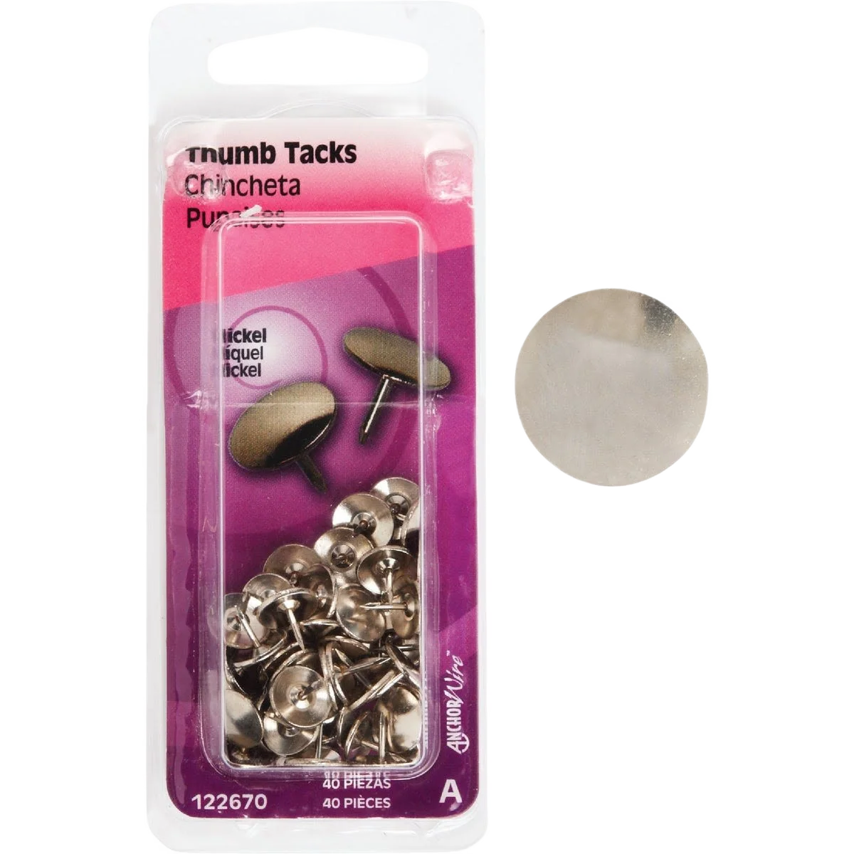 Exceptional Hillman Nickel 23 64 x 15 64 Thumb Tack 40-Count Smooth