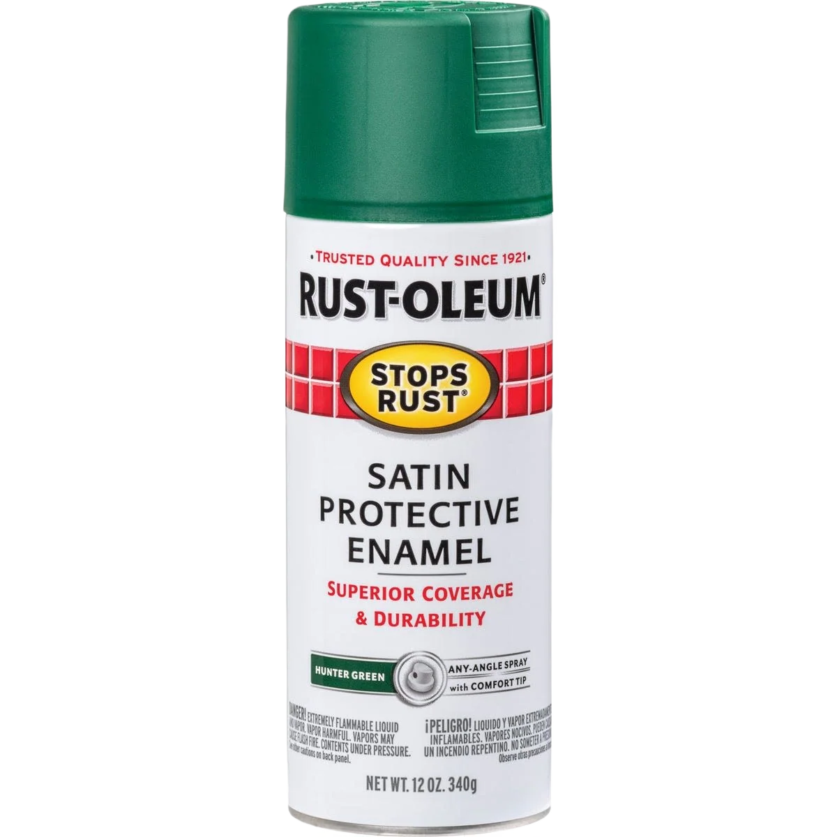 Premium Material Rust-Oleum Hunter Green Satin Spray Paint 12 oz. Reusable