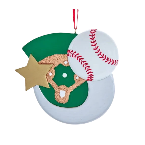 Secure Kurt S. Adler Personalized Baseball with Star Ornament Clean