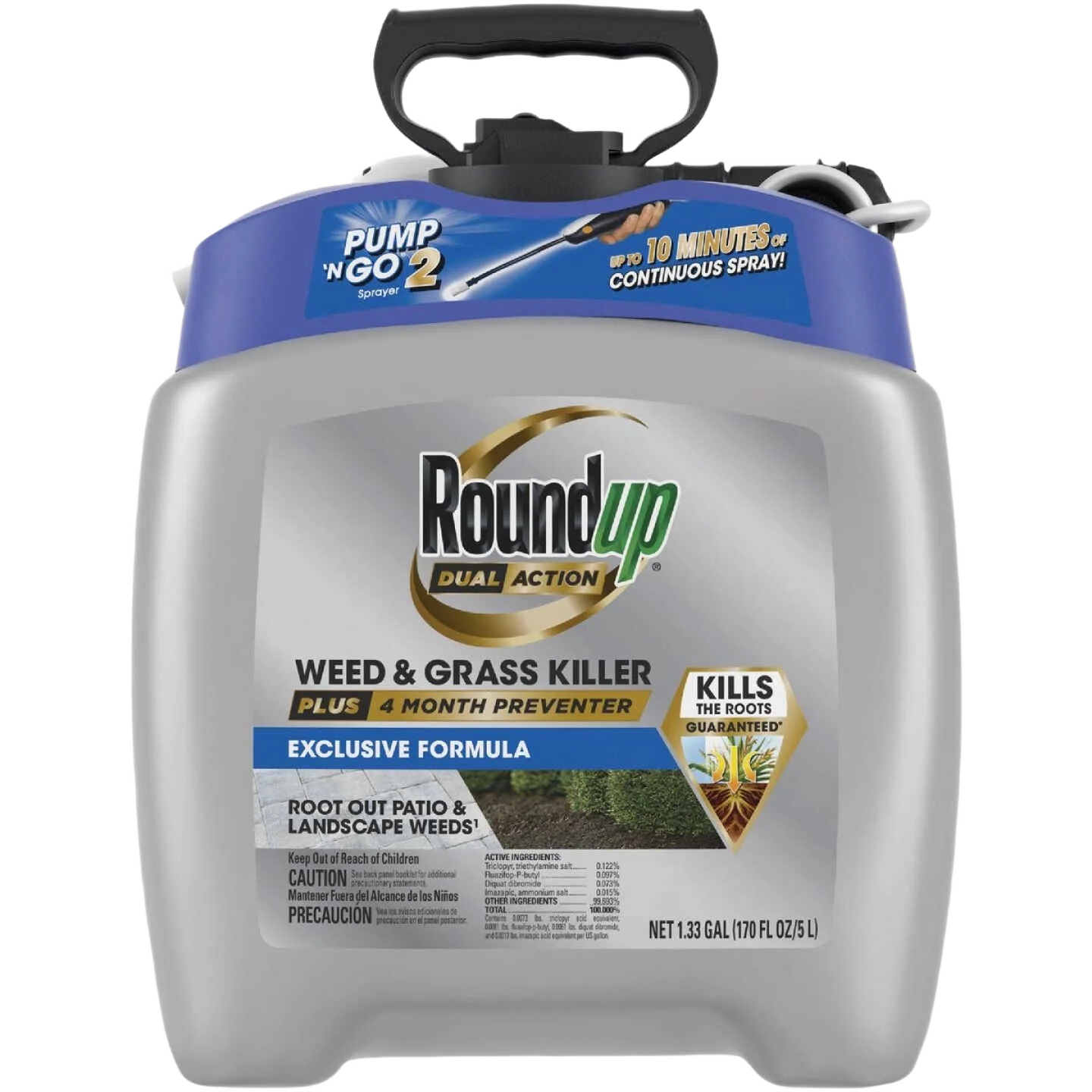 Easy-to-Use Roundup Dual Action Weed Grass Killer with Pump ‘N Go 1.33 gal. Healthy