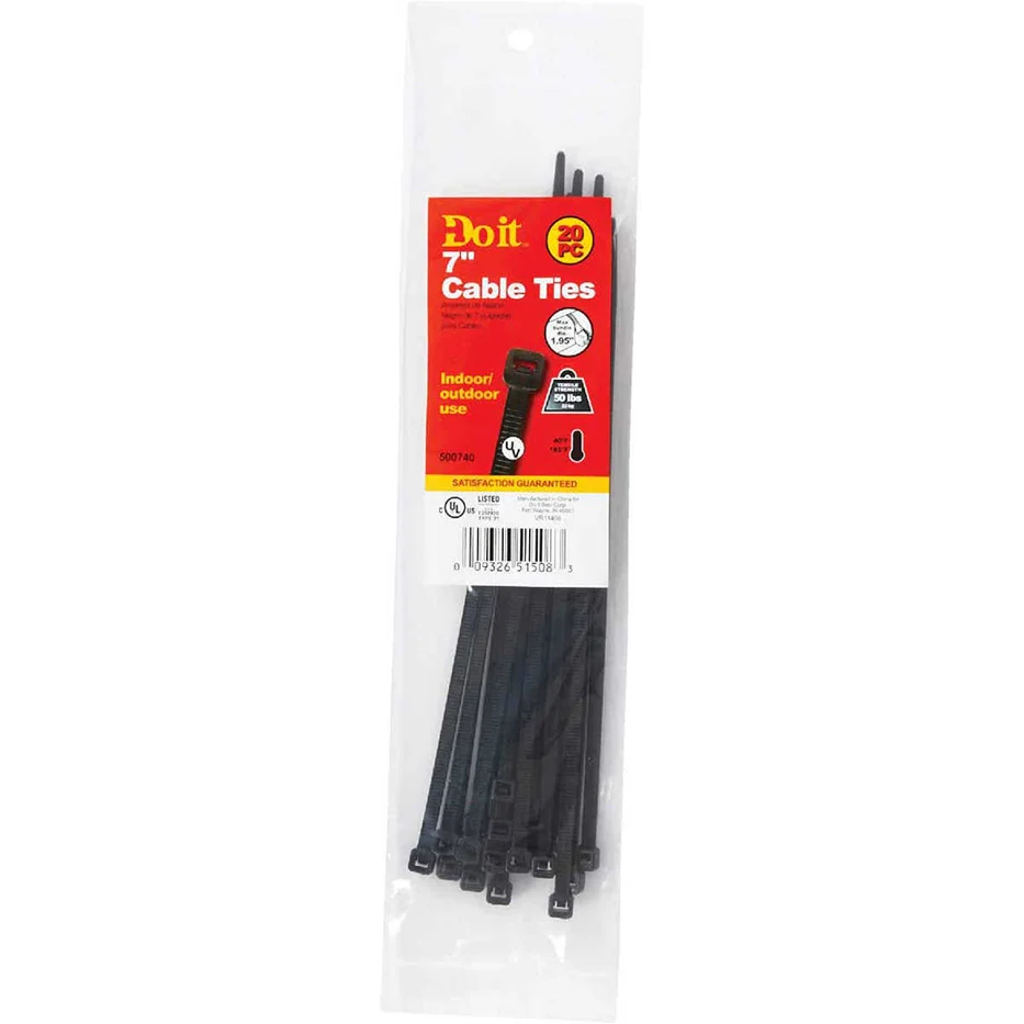 Verified Do it 7 In. x 0.189 In. Black Nylon Weather Resistant Cabe Tie 20-Pack Soft
