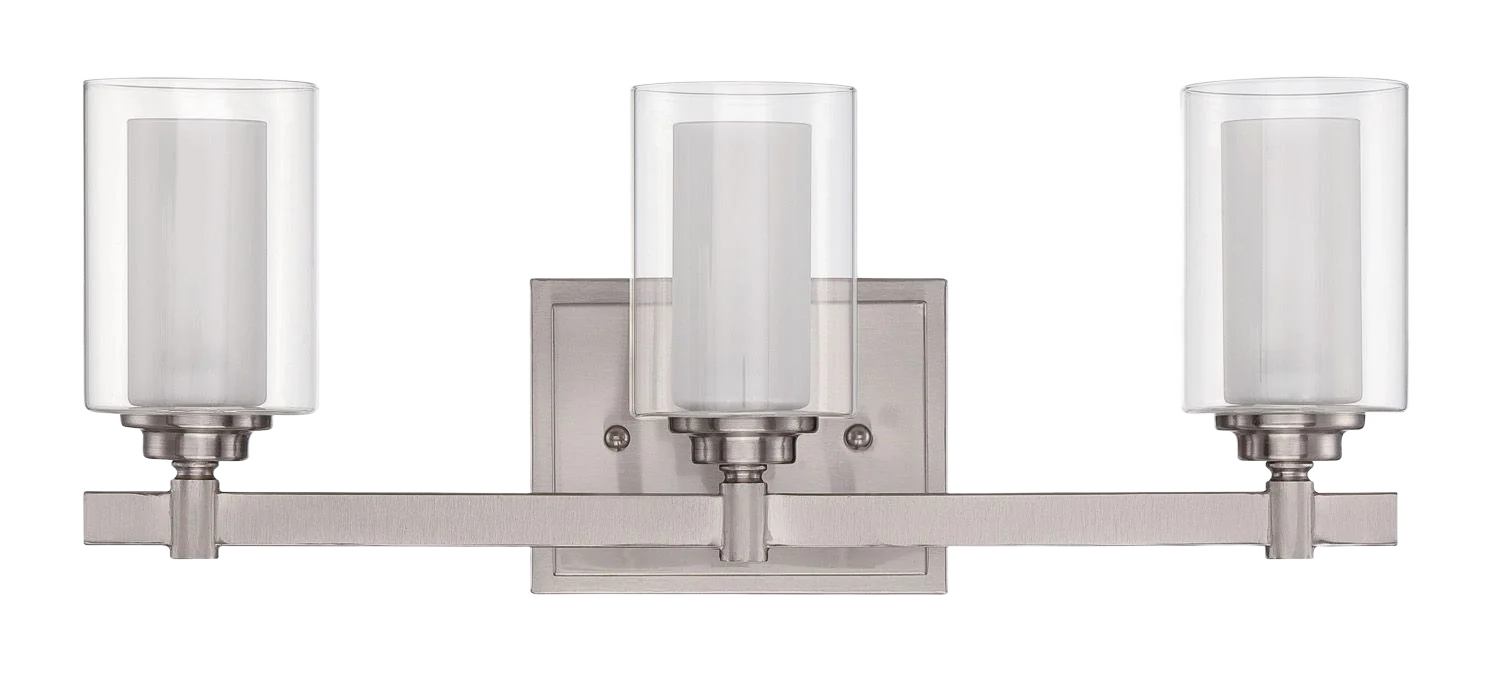 Durable Craftmade Celeste Brushed Nickel with Glass Shade 3 Light Vanity 19.5 in. Elite