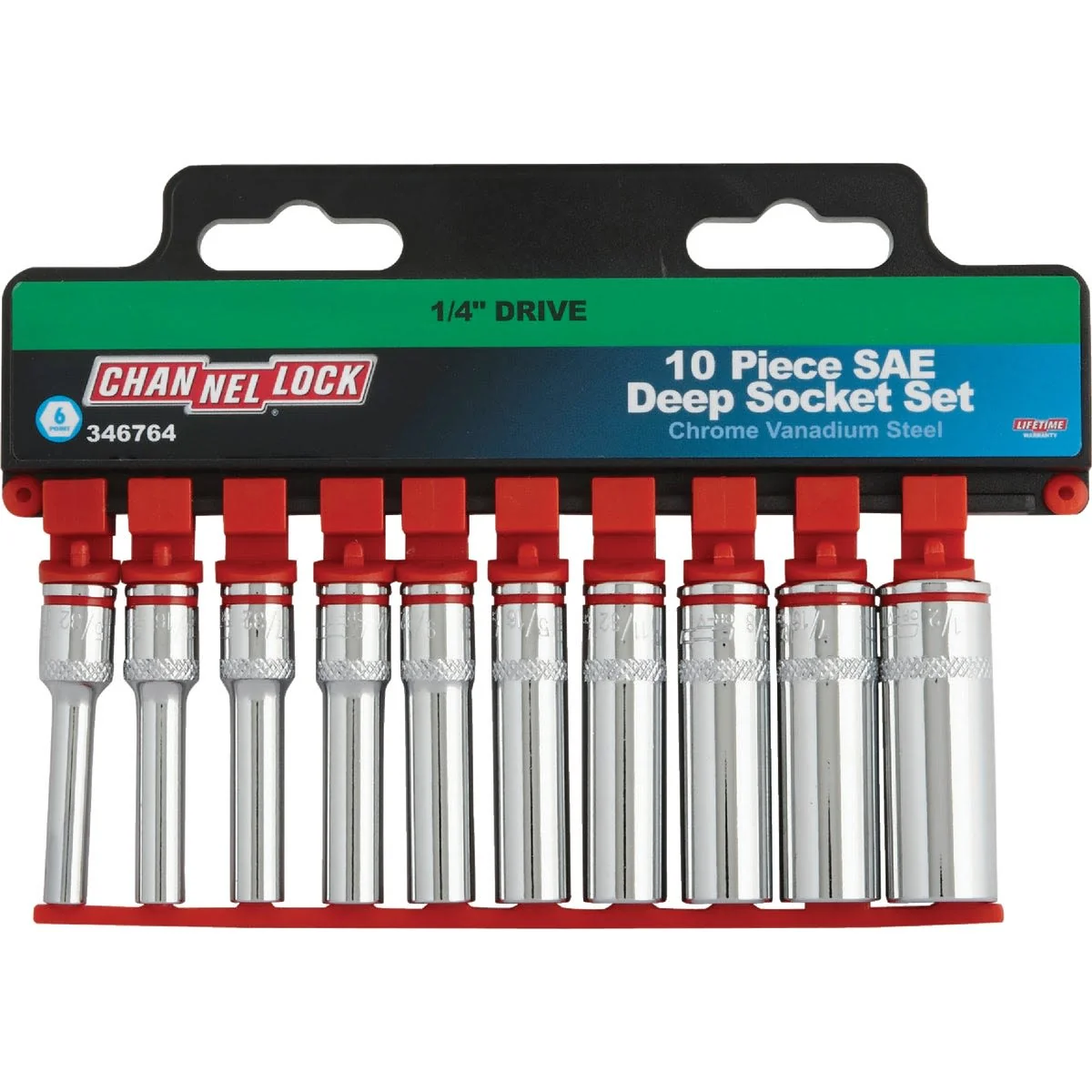 Natural Channellock 1 4 in. Drive 6-Point Deep Standard Socket Set 10-Piece Responsible