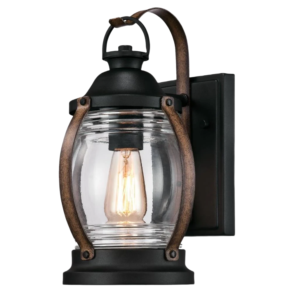 Artisan Westinghouse Canyon Black Barnwood w Clear Glass 1 Light Wall Sconce 12 Flexible