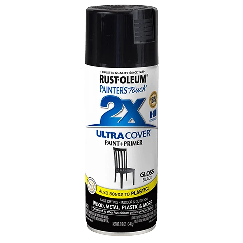 Long-Lasting Rust-Oleum Painters’ Touch 2X Ultra Cover Gloss Black Spray Paint 12 oz. Premium Material