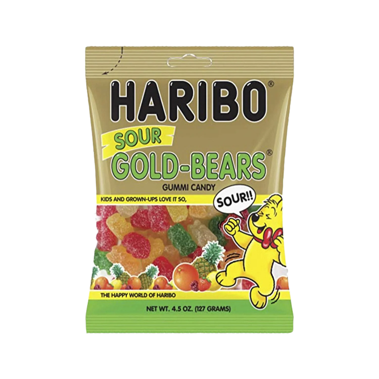 Official Haribo Sour Gold Gummy Bears 4.5 oz. Natural