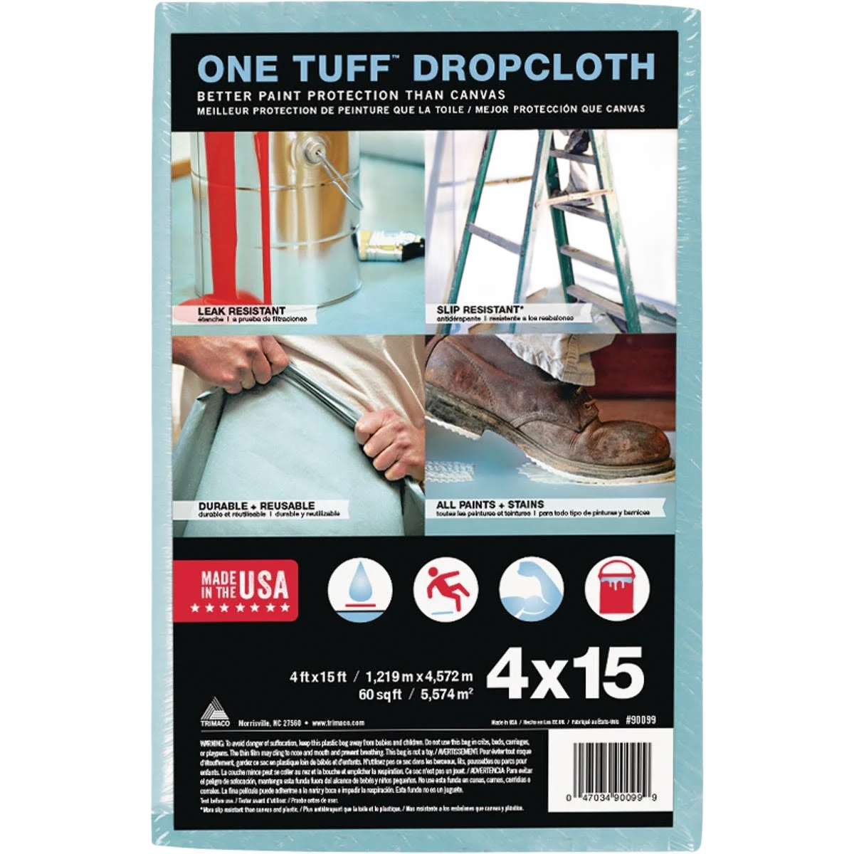 Enhanced Trimaco One Tuff Heavy-Duty Drop Cloth 4 x 15 ft. Top-Quality