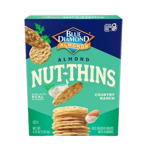 Clean Blue Diamond Almond Nut Thins – Country Ranch – 4.25 oz. Authentic