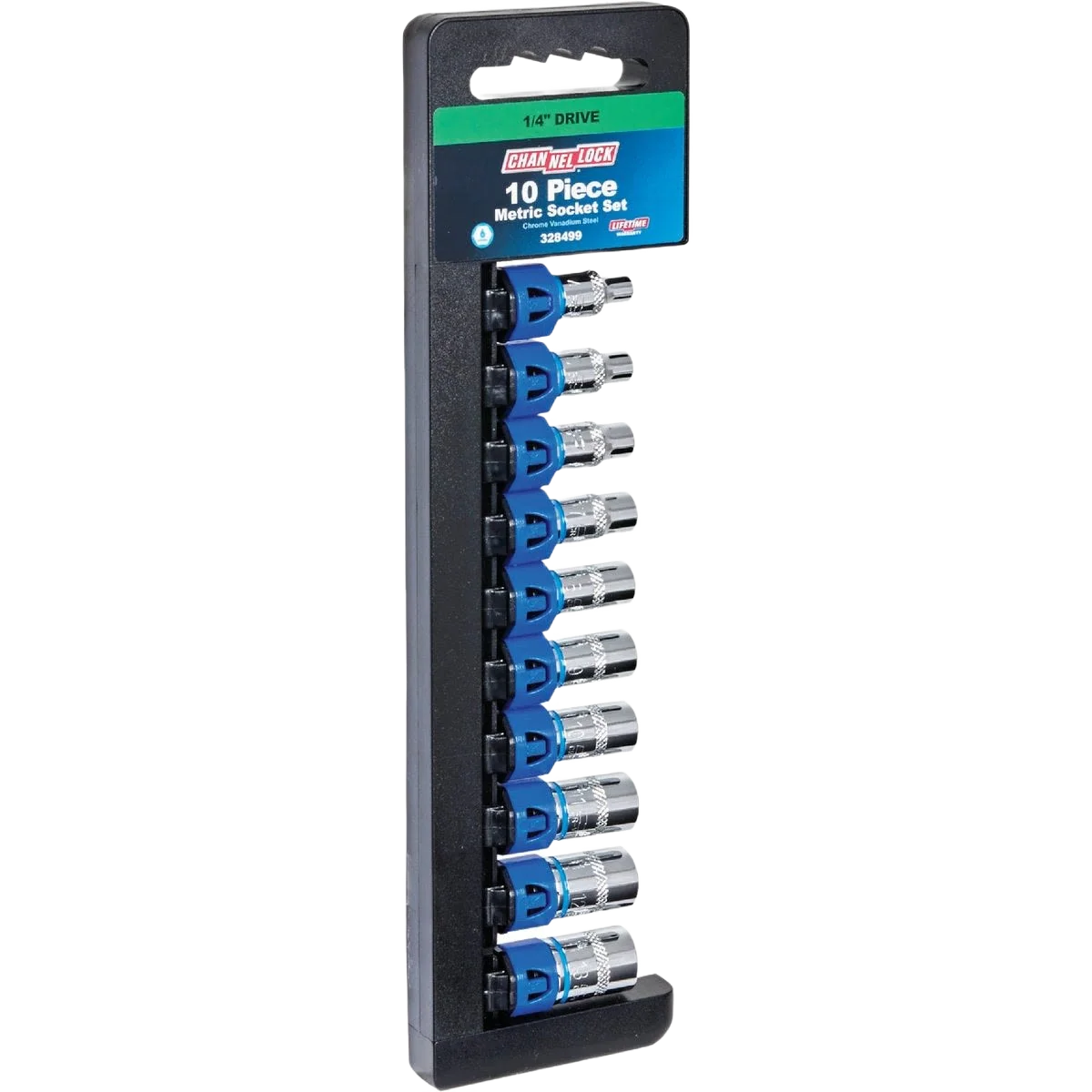 Pure Channellock 1 4 in. Drive 6-Point Shallow Metric Socket Set 10-Piece Clean