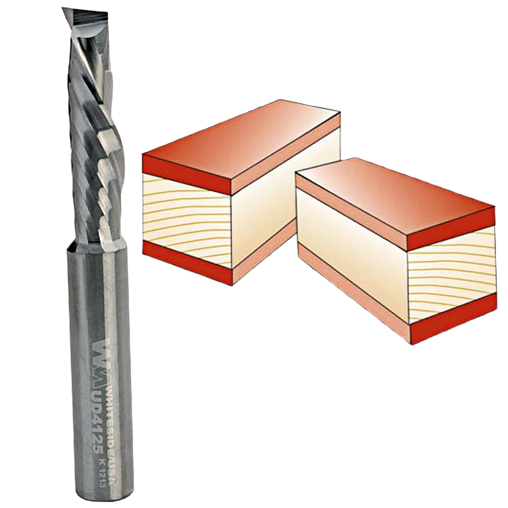 Powerful Whiteside Spiral Up Downcut Bit 3 8 in. SH x 3 8 in. CD x 1-1 4 in. CL Specialty