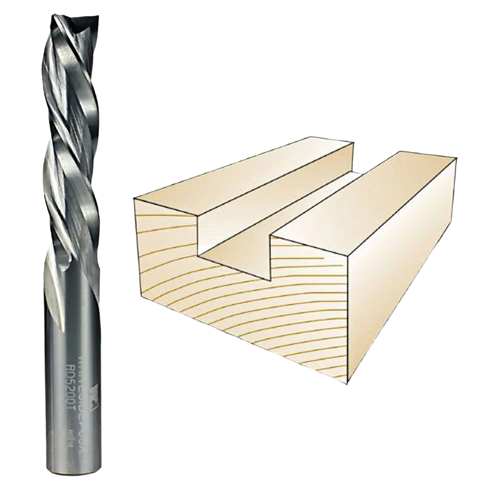 Official Whiteside Three Flute Spiral Downcut Bit 1 2 in. SH x 1 2 in. CD x 2 in. CL Fine