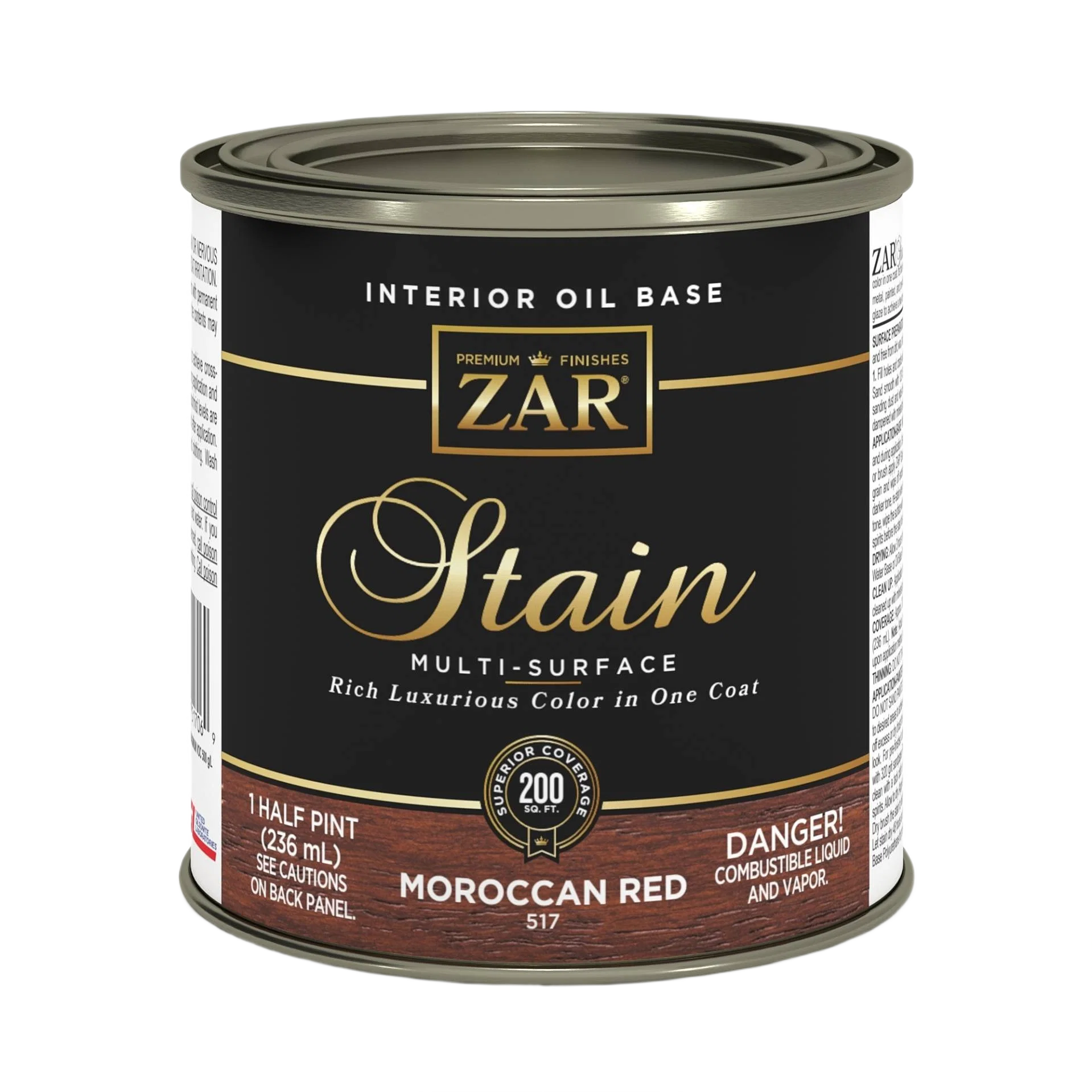 Eco-Friendly ZAR® Interior Oil Base Moroccan Red Wood Stain 1 2 Pint Optimized