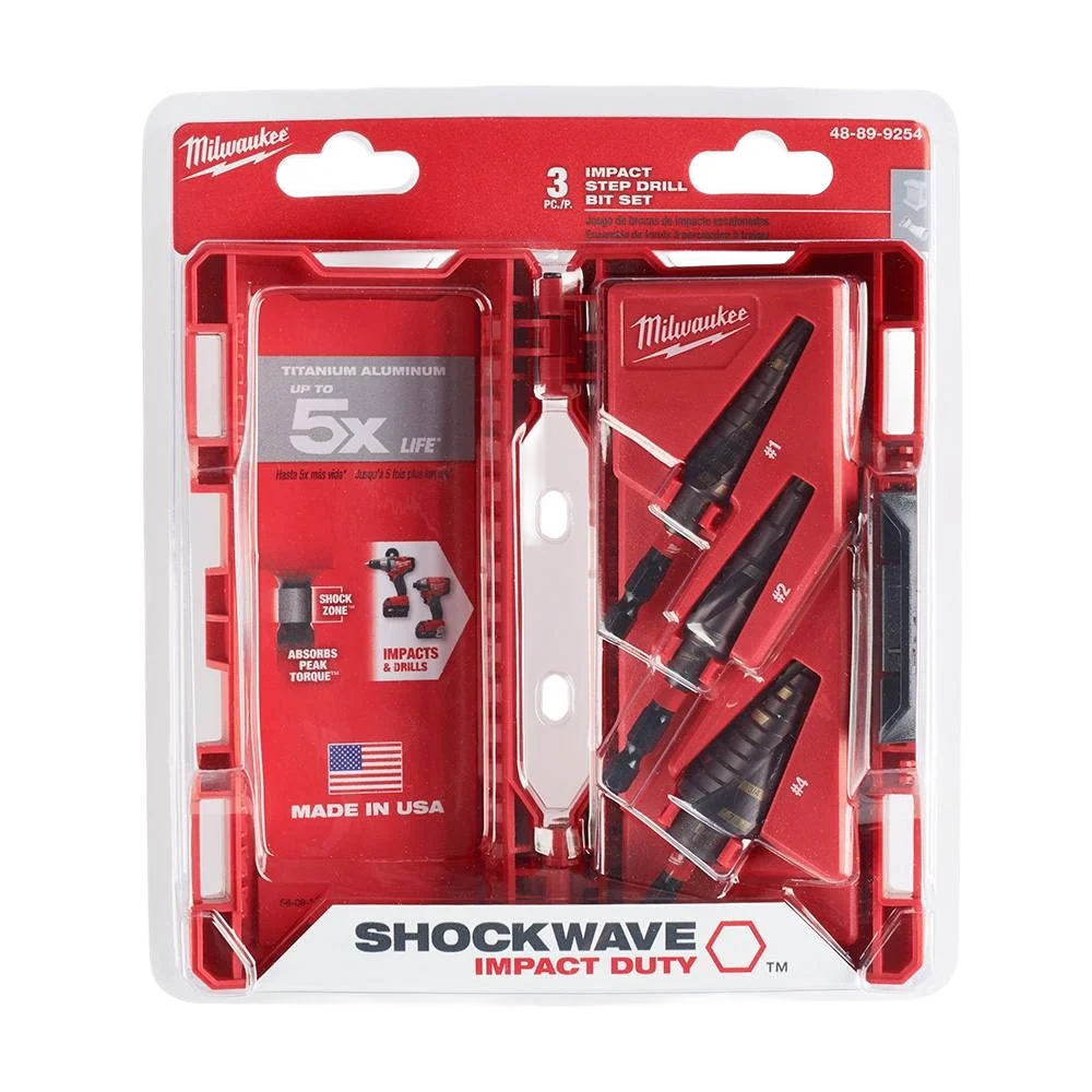 Advanced Milwaukee SHOCKWAVE™ Impact Duty™ 3-PC Step Bits Traditional